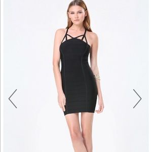 Bebe Black Extreme Strap Dress NWT